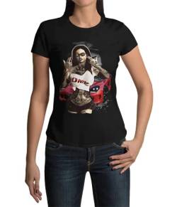 Damen T-Shirt Bedruckt mit Honey Inked Girl Frauen Oberteil Kurzarm Tattoos Böses Mädchen La Familia Pin Up Print Shirt Mode Sommer Kleidung Gr. XS-3XL (Schwarz, M, m) von knut Fashion & Streetwear