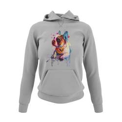 Französisch Bulldog Damen Hoodie - Lustige Geschenke für Frauen Kapuzenpullover Sweatshirt angenehm weich in Schwarz Rosa Weiß und Grau Regular Fit Figurbetont für Hundeliebhaber gr. S-3XL von knut Fashion & Streetwear