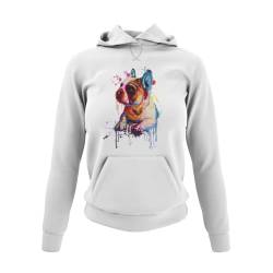 Französisch Bulldog Damen Hoodie - Lustige Geschenke für Frauen Kapuzenpullover Sweatshirt angenehm weich in Schwarz Rosa Weiß und Grau Regular Fit Figurbetont für Hundeliebhaber gr. S-3XL von knut Fashion & Streetwear