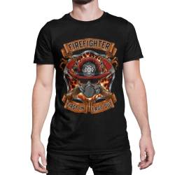 Herren Feuerwehrmann T-Shirt First in First Out Alltagshelden der Freiwilligen Feuerwehr Tshirt Kurzarm Oberteil Berufsbekleidung für Männer aus Baumwolle Regular Fit Rot S-XXXXXL (Schwarz, L) von knut Fashion & Streetwear