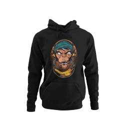 Herren Pullover Banana Monkey Hoodie Männer Graffiti Affe Unisex Hip Hop Affenschädel Pulli Kapuzenpullover Sweatshirt Oberteil aus Baumwolle Schwarz Weiß S-5XL (Schwarz, 5XL) von knut Fashion & Streetwear