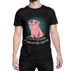 Lustiges Herren T-Shirt Sweet Pig Comic Style Fun Shirt Männer Oberteil lustige Sprüche witzige Geschenke Tshirt Baumwolle Regulär Fit Schwarz S-5XL (Schwarz, XXXXL) von knut Fashion & Streetwear