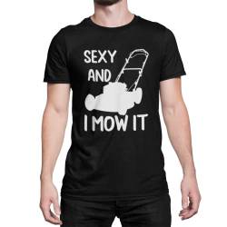 Lustiges Herren T-Shirt für echte Hobby Gärtner mit Spruch -Sexy and I mow it- Männer Shirt Trendiger Fanartikel für den Gartenfreund als Geschenk zu jeden Anlass in Gr. S-5XL (3XL, Schwarz) von knut Fashion & Streetwear