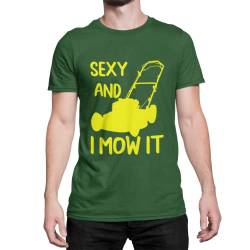 Lustiges Herren T-Shirt für echte Hobby Gärtner mit Spruch -Sexy and I mow it- Männer Shirt Trendiger Fanartikel für den Gartenfreund als Geschenk zu jeden Anlass in Gr. S-5XL (XL, Bottle Green) von knut Fashion & Streetwear
