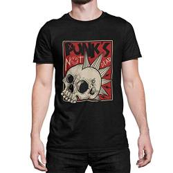 Punks not Dead Herren T-Shirt Hardcore Biker Shirt Totenkopf Schädel Rocker Tshirt Kurzarm für Männer Vintage aus Baumwolle Regular Fit Schwarz Weiß Grau Grün Gr. XS-5XL (Schwarz, XXL) von knut Fashion & Streetwear