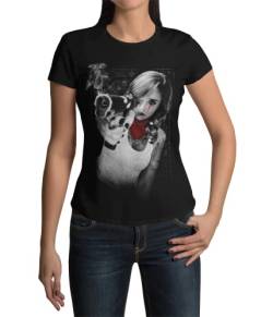 Rockiges Frauen T-Shirt Bedruckt mit Motiv Tattoo Girl Damen Shirt Ladyfit Tshirt Grunge Design mit coolen Aufdruck Gr. S-3XL von knut Fashion & Streetwear