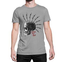 Stylisch Modernes Herren T-Shirt Punks Not Dead Biker Totenkopf Grunge Skull Rocker Tshirt Oberteil für Männer aus Baumwolle Regular Fit Schwarz Weiß Grau Grün Gr. S-XXXXXL (Light Oxford, XXXXXL) von knut Fashion & Streetwear