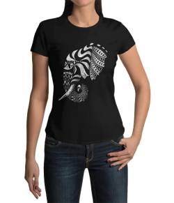 Stylisch Modernes Yoga Elefant Damen T-Shirt Aufdruck Tshirt Kurzarm Oberteil Bekleidung für Frauen Retro Tattoo Mandala aus Baumwolle Sommerlich Regular Fit Gr. XS - XXXL (Schwarz, M, m) von knut Fashion & Streetwear