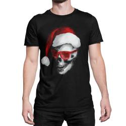 Stylisches Skull Weihnachtsmann Herren T-Shirt mit Weihnachts Motiv Männer Tshirt Totenkopf Santa Claus Regular Fit Gr. S - XXXXXL von knut Fashion & Streetwear
