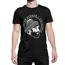 Think Higher T-Shirt Herren Hipster Kurzarm Rundhals Oberteil für Männer Vintage aus Biobaumwolle Regular Fit Schwarz Weiß Grau Gelb Gr. S-XXXXXL (Schwarz, XXXXL) von knut Fashion & Streetwear