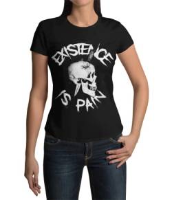 Trendiges Damen Oberteil Frauen T-Shirt mit Totenkopf Motiv Tshirt für Sommer Kurzarm Basic Gothic Style Skull Print für Modebewusste Girls in Schwarz Black Gr. XS-XXXL (XXL, Schwarz) von knut Fashion & Streetwear