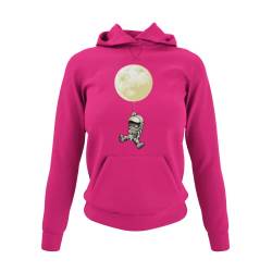 Weicher Damen Hoodie mit Astronaut Mond Luftballon Aufdruck Frauen Kapuzenpullovert modernes Oberteil mit Planeten Motiv taillierter Hoody in Schwarz oder Pink Gr. XS-XXXL… (M, Magenta Pink) von knut Fashion & Streetwear