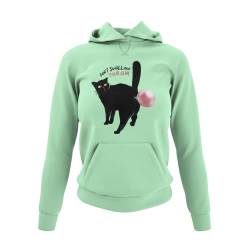 Witzige Geschenkidee für Frauen Hoodie Katze Schwarzer Kater Motiv -Bubble Cat- Damen Kapuzenpullover mit lustigen Spruch Oberteil Kätzchen für Katzenmama in Gr. XS-3XL (S, Aqua Green) von knut Fashion & Streetwear