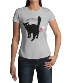 Witzige Geschenkidee für Frauen Katze Schwarzer Kater Motiv -Bubble Cat- Damen T-Shirt mit lustigen Spruch Obeteil Kätzchen für Katzenmama Regular Fit kurz Arm in Gr. XS-3XL (L, Heather Grey) von knut Fashion & Streetwear