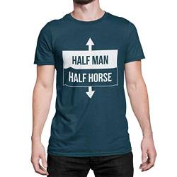 Witziges Statement Herren T-Shirt Half Men Half Horse Tshirt Kurzarm Oberteil für Männer Funshirt aus Baumwolle Regular Fit Schwarz Weiß S-XXXXXL… (Navy Blau Druck Weiß, XL) von knut Fashion & Streetwear