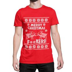 Witziges Weihnachts Herren T-Shirt mit Weihnachtsmotiv frecher Spruch Männer Tshirt Merry Christmas Regular Fit in Rot Grün Schwarz Große Größen S - XXXXXL von knut Fashion & Streetwear