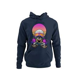 knut Fashion & Streetwear Gamer Hoodie Zocker Kapuzenpullover Unisex für Männer Motiv Totenkopf Gamer Herren Kapuzensweatshirt in Schwarz oder Navy Blau Gr. S-5XL (Navy Blau, M) von knut Fashion & Streetwear