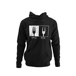 knut Fashion & Streetwear Heavy Metal Herren Pullover Pommesgabel - Rockiger Kapuzenpullover Hoodie Männer Jungs Sweatshirt RocknRoll 666 Grunge Clothes Regular Fit Baumwolle Schwarz S-5XL (L) von knut Fashion & Streetwear