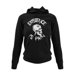 knut Fashion & Streetwear Trendiger Damen Hoodie Frauen Kapuzenpullover mit Totenkopf Motiv weicher Pulli Gothic Style Skull Print für Modebewusste Girls in Schwarz Black Gr. XS-XXXL (L, Schwarz) von knut Fashion & Streetwear