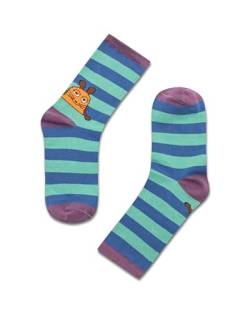 koaa Sendung mit der Maus – Die Maus Stripes – Easy Socks Socken Unisex Kids und Erwachsene blau/grün (as3, numeric, numeric_29, numeric_34, regular) von koaa