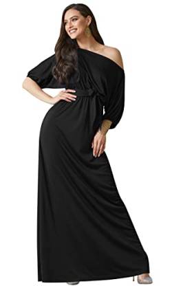 KOH KOH® Plus Size Damen Schulterfreies Maxikleid Cocktail Abend Elegantes Langes Dress, Farbe Schwarz, Größe XXL / 2X Large (2) von koh koh