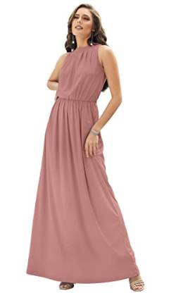 KOH KOH Sexy ärmelloses Sommerkleid formell fließend Freizeitkleid, Zimt-Rose Pink, X-Klein von koh koh