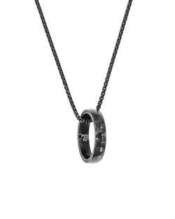 kohlenstoff 12 Ring Chain Damen und Herren Halskette mit Ring Anhänger aus Carbon und Edelstahl (55) von kohlenstoff 12
