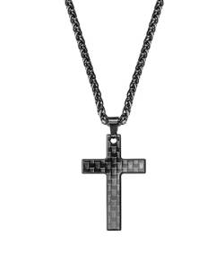 kohlenstoff 12 "Vaith Chain Herren Kreuz Anhänger Halskette aus Carbon und Edelstahl (45) von kohlenstoff 12