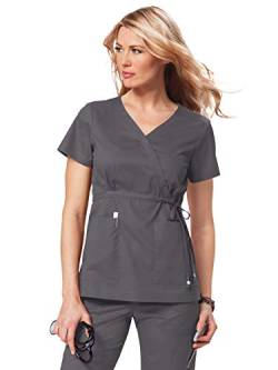 KOI Classic 137 Damen Katelyn Mock-Wrap Scrub Top, Stahl, X-Klein von koi