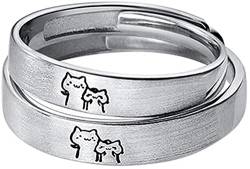 Schöne Katze für Sie und Ihn Paar Ringe S925 Sterling Silber verstellbar Jahrestag Versprechen Ehering Endless Love Finger Band Schmuck für Damen Herren von kokomao