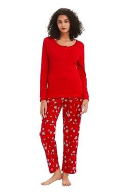 kolipajam Damen 2-teiliges Schlafanzug-Set - Gemütliche Pyjamas mit Langen Ärmeln, Kordelzug an der Taille, Flanellhosen, Loungewear von kolipajam