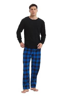 kolipajam Herren 2-teiliges Schlafanzug-Set - 100% Baumwoll-Pyjamas mit Kordelzug an der Taille, Flanellhosen mit Taschen, Loungewear für Herren von kolipajam