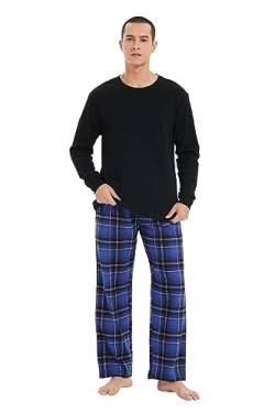 kolipajam Herren 2-teiliges Schlafanzug-Set - 100% Baumwoll-Pyjamas mit Kordelzug an der Taille, Flanellhosen mit Taschen, Loungewear für Herren von kolipajam