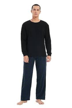 kolipajam Herren 2-teiliges Schlafanzug-Set - 100% Baumwoll-Pyjamas mit Kordelzug an der Taille, Flanellhosen mit Taschen, Loungewear für Herren von kolipajam