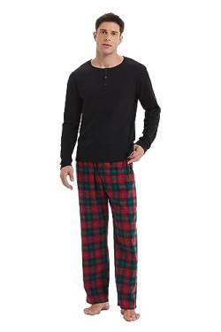 kolipajam Herren 2-teiliges Schlafanzug-Set - Gemütliche Pyjamas mit Kordelzug an der Taille, Flanellhosen mit Taschen, Loungewear für Herren von kolipajam