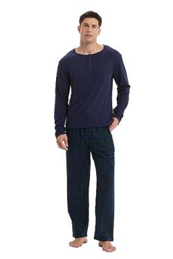 kolipajam Herren 2-teiliges Schlafanzug-Set - Gemütliche Pyjamas mit Kordelzug an der Taille, Flanellhosen mit Taschen, Loungewear für Herren von kolipajam