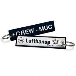 Lufthansa Crew MUC gewebter Schlüsselanhänger, blau, One size von koolkrew