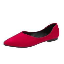 koperras Damen Schuhe Breite Füße H Flache Flache Schuhe Schuhe Damen Sommer Absatz (Red, 37) von koperras