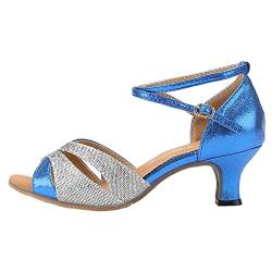 koperras Damen Sommer Schuhe 5,5 cm Mittlerer Absatz Mode Bequeme Lateinische Tanzschuhe Damen Schuhe Schwarz Flach Sommer (Blue, 40) von koperras