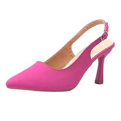 koperras Klein Schuhe Damen Boots, einfarbiges, spitze flache Schnalle, dünne Sandaletten mit hohen Absätzen Schwarze Schuhe Damen Pumps (Hot Pink, 42) von koperras