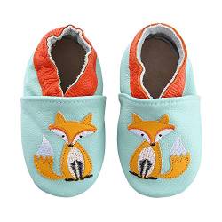 koshine Weiches Leder Krabbelschuhe Baby Schuhe Kinder Lauflernschuhe Hausschuhe 0-3 Jahre (12-18 Monate, Fuchs) von koshine