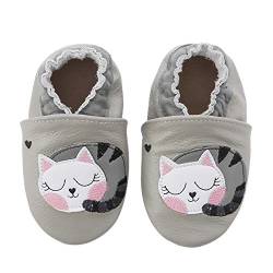 koshine Weiches Leder Krabbelschuhe Baby Schuhe Kinder Lauflernschuhe Hausschuhe 0-3 Jahre (12-18 Monate, Kitty) von koshine