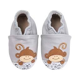 koshine Weiches Leder Krabbelschuhe Baby Schuhe Kinder Lauflernschuhe Hausschuhe 0-3 Jahre (6-12 Monate, AFFE) von koshine