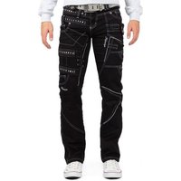 Kosmo Lupo 5-Pocket-Jeans Auffällige Herren Hose BA-KM001-1 Schwarz W34/L34 (1-tlg) mit Verzierungen und Nieten von kosmo lupo