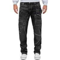 Kosmo Lupo 5-Pocket-Jeans Auffällige Herren Hose BA-KM001-2 Grau W29/L32 (1-tlg) mit Verzierungen und Nieten von kosmo lupo