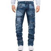 Kosmo Lupo 5-Pocket-Jeans Auffällige Herren Hose BA-KM001 Blau W31/L32 (1-tlg) mit Verzierungen und Nieten von kosmo lupo