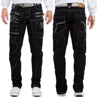Kosmo Lupo 5-Pocket-Jeans Auffällige Herren Hose BA-KM009-1 Schwarz W33/L32 (1-tlg) Markantes Design mit Aufgesetzten Applikationen von kosmo lupo