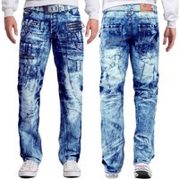 Kosmo Lupo 5-Pocket-Jeans Auffällige Herren Hose BA-KM009 Blau W31/L32 (1-tlg) Markantes Design mit Aufgesetzten Applikationen von kosmo lupo