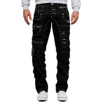 Kosmo Lupo 5-Pocket-Jeans Auffällige Herren Hose BA-KM020-1 Schwarz W29/L32 (1-tlg) mit aufgesetzten Applikationen von kosmo lupo