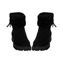 kosopse Hundesport Damen Damen-Schneestiefel in der Röhre mit wolleverdickten warmen Baumwollschuhen für einen Winter Sneaker Damen Schuhe (Black, 38) von kosopse